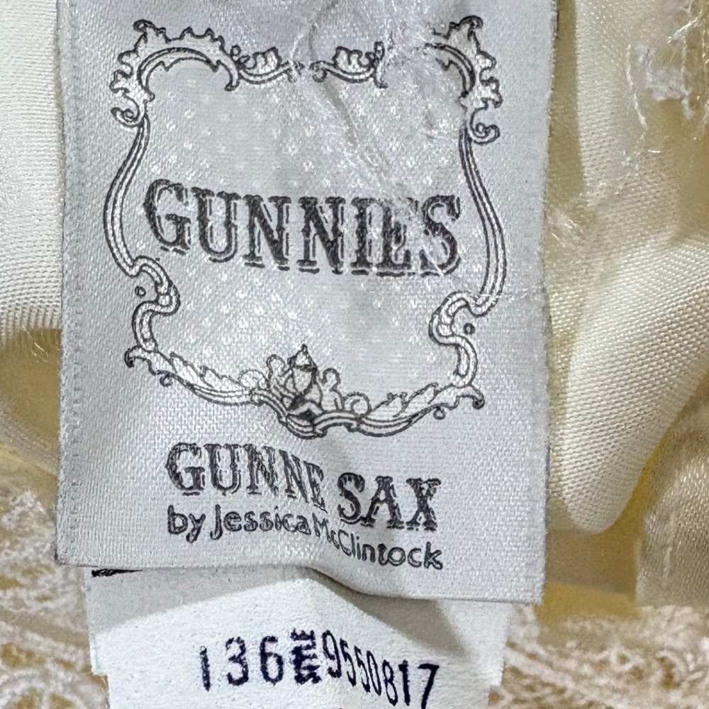 Vintage Gunne Sax Gunnies Lace Blouse Ivory Victorian Ruffle High Neck Top 13 - Picture 6 of 9